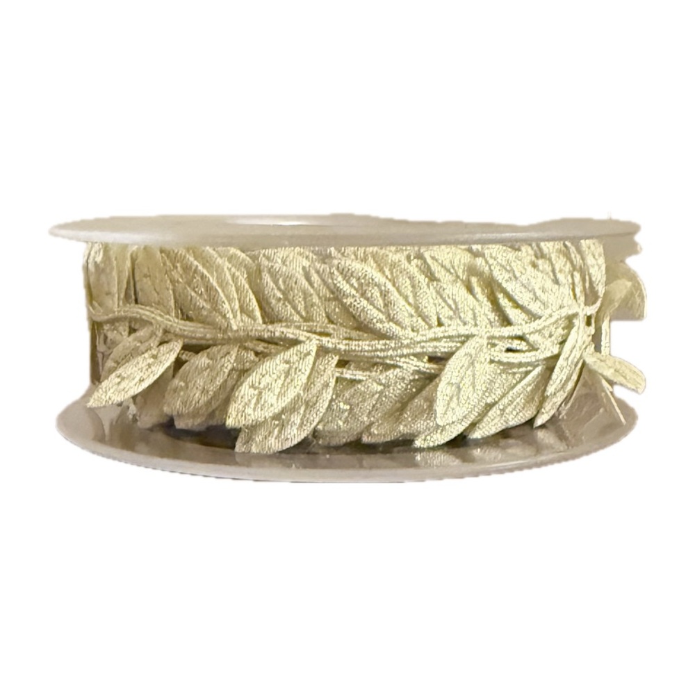 Fowod Unique Gold Ribbon Of Leaves On A Vine 1” Wide